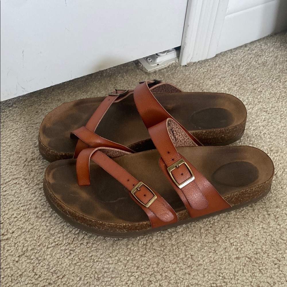 Brown Double Strap Size 8 1/2 Time And Tru Sandals Similar to Birkenstock